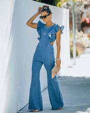 Solid Slim Round Neck Women's Casual Jumpsuit