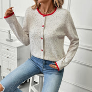 Casual Contrast Color Sweater Women's Autumnwinter Elegant Premium Knitted Cardigan Jacket