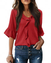 V-Neck Ruffle Top
