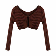 Sexy Deep V-Neck Cropped Cardigan Top