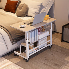 Foldable metal desk with wheels and storage rack