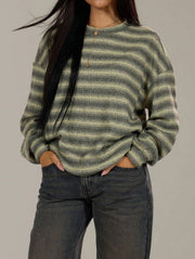 Casual Elegant Round Neck Striped Pullover Knitted Sweater