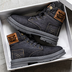 Men's Vintage Chunky Lug Sole Combat Ankle Boots – Lace‑Up Platform Short Booties, Non‑Slip Outdoor Shoes