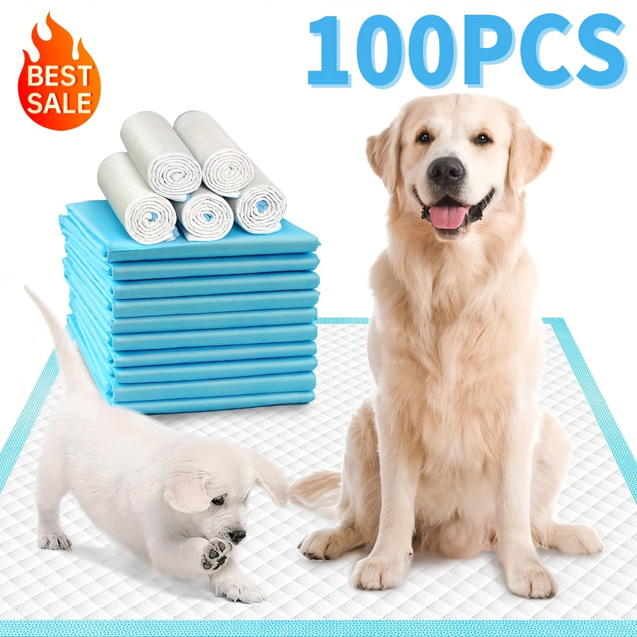 Extra Large Thick Dog Pee Pads - 50/100/200 Count Heavy Duty Puppy Training Pads, Super Absorbent Quick Dry Leakproof For Homes Cars Camping (23.62"x23.62"), Puppy Training, Pet Toilet, Stain-resistan