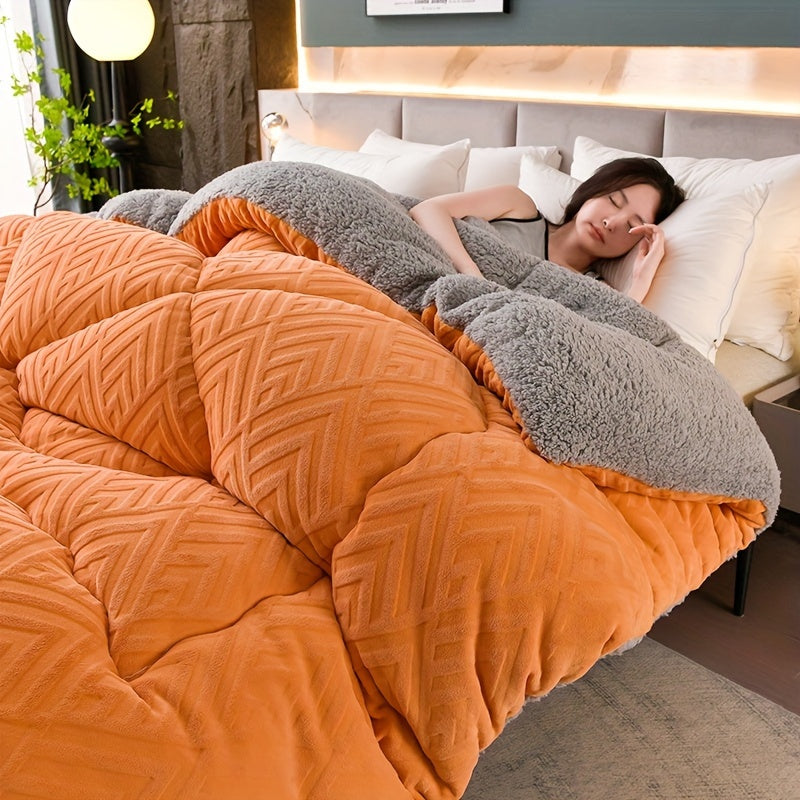 200G Ultra Soft Embossed Velvet Thickened Solid Color Plush Winter Comforter Lightweight