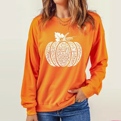 Off-the-Shoulder Pumpkin Halloween Sweatshirt