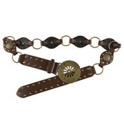 Brown Imitation Leather Sunflower Belt
