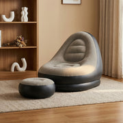 Inflatable lazy sofa with integrated footrest for casual lounging