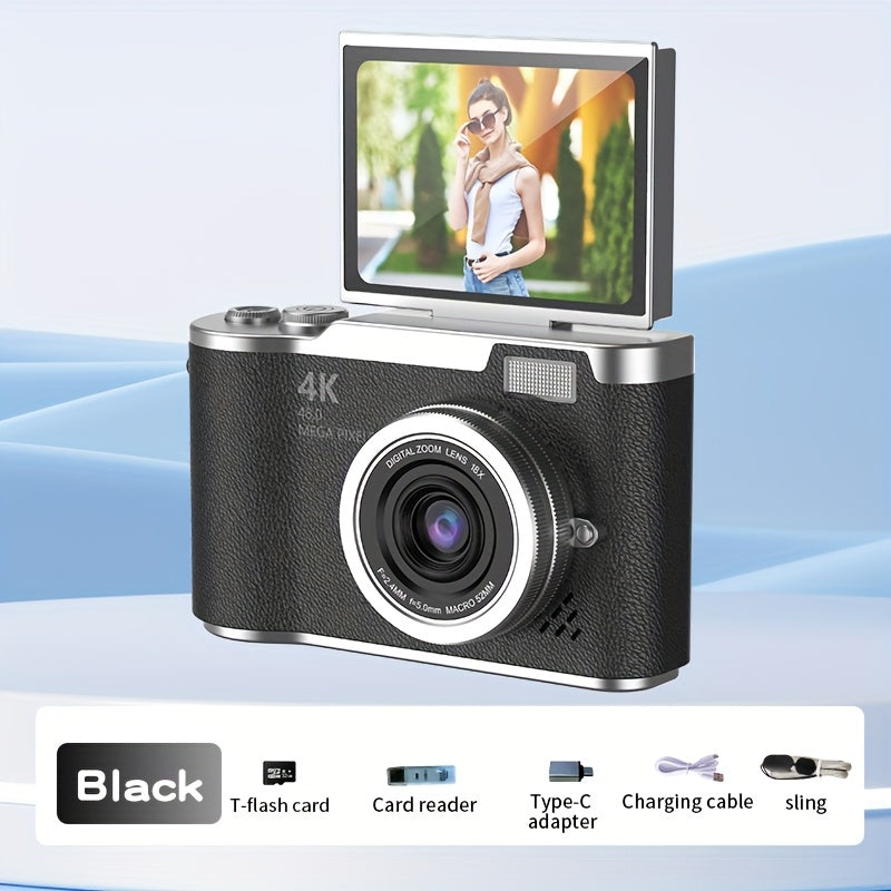 4K HD Digital Camera with 2.4-Inch Flip Screen, Professional Camcorder for Vlogging and Photography – Perfect Beginner's Gift for Thanksgiving & Christmas Holidays