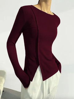 Women's Stylish Split Hem Tight Autumn Sweater