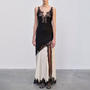 Two-tone Satin Lace Slip Maxi Dress