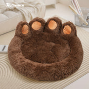 Cute bear paw shaped round donut dog bed and cat bed soft plush mattress