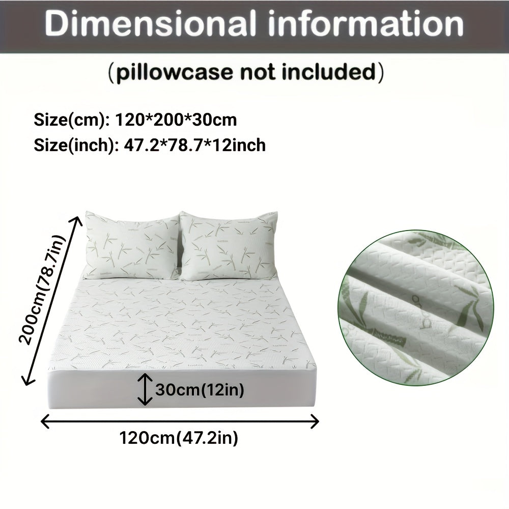 Green 100% Bamboo Fiber Mattress Protector Cooling Breathable Bed Cover With 3D