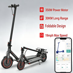 Folding Electric Scooter with Optional 350W or 500W Motor, High-Capacity Battery, Anti-Skid Solid Tires, Long Range, Adjustable Speed up to 20 MPH, Designed for Adult Commuting