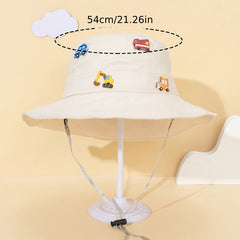 Classic flat-top basin hat for boys in adjustable sizes