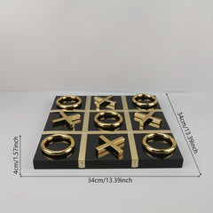 Extra large heavy-duty metal and wood strategy board set with elegant black and golden pieces
