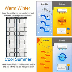 Classic Country-style Eva Polyethylene Air Conditioner Door Curtain, Magnetic Closure, Windproof, Blocks Cold Air, Smoke Barrier, Easy to Install, Suitable for All Seasons, Waterproof, Unlined, Plain