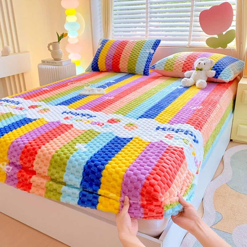Doudou Velvet Thickened Milk Velvet Fitted Sheet Protector Cover Winter Warmth Soft