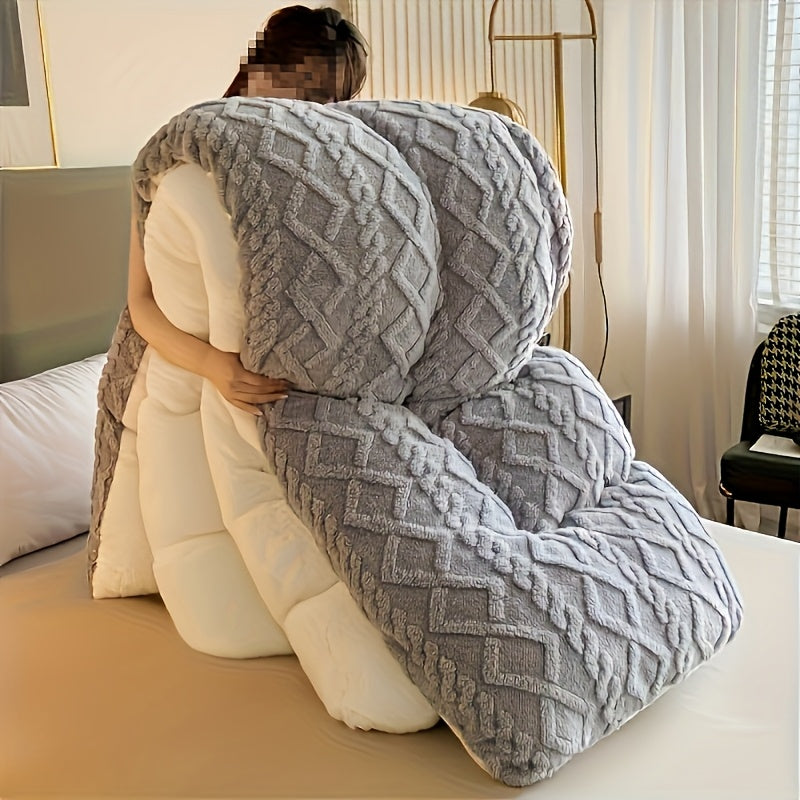 Warm Winter Plush Fleece Blanket Soft Quilted Luxury Thick Quilted Bedspread Non
