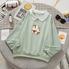 Cozy Fleece Casual Print Pocket Sweatshirt