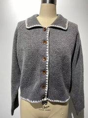 Retro Lapels Hand Crocheting Knitted Cardigan Jacket