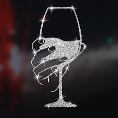 Shimmering Reflective Wall Sticker – Hand‑Held Red Wine Cup Design for Home, Windows, Mirrors and Appliances
