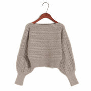 Women's Loose Off Shoulder Sweater Batwing Shirt Short Sweater