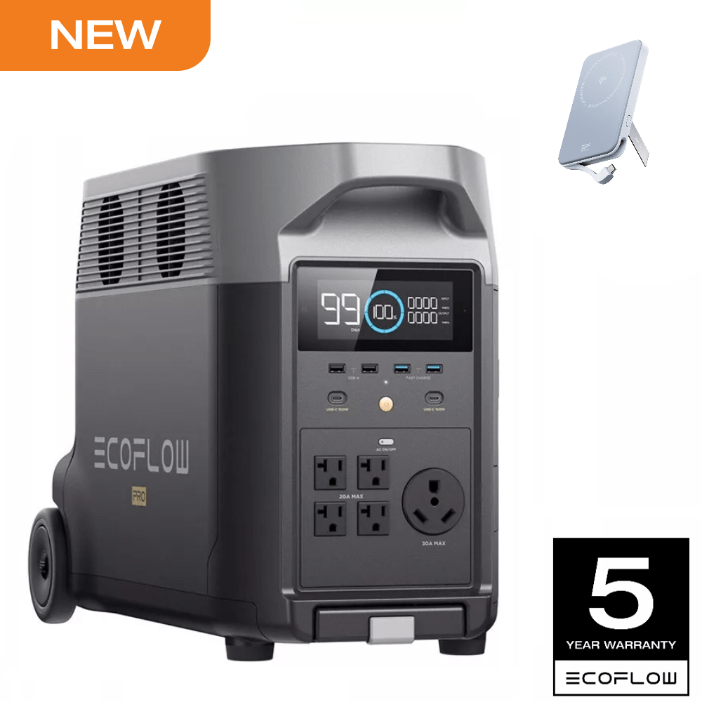 ECOFLOW Qi2 Rapid 5000mAh with Portable Power Station DELTA Pro 3600 (Separate Shipment), X-Stream 162Mins Fast Charging, 5 Ways to Charge, 3600Wh Lifepo4 Power Station, 3.6kWh to 25kWh Expansion, Sol