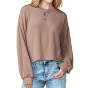 Cozy Drop-Shoulder Solid Pullover Sweatshirt