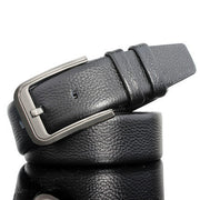 Soft Leather Business Men's Belt with Litchi Pattern Pin Buckle