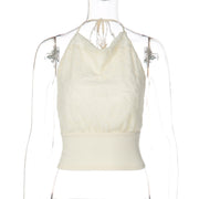 Sexy Lace Camisole with Patchwork Back & Cinched Waist