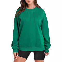 Women's Casual Pleated Round-Neck Fashion Sweater