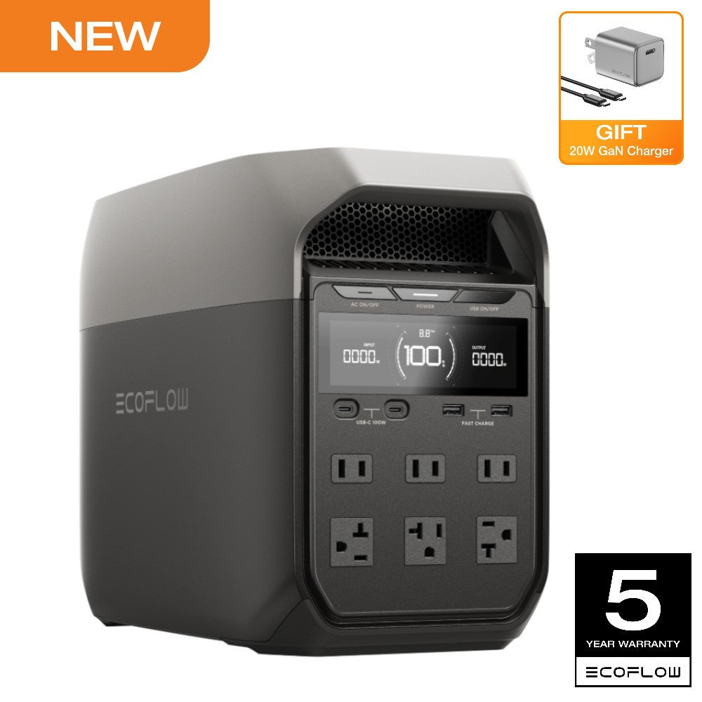 EcoFlow Rapid 20W USB-C Charger and Portable Power Station Delta 3 1024 (Machine and Charger/Solar Panel Separate shipment), Full Charge in 56 Min, 1024Wh LiFePO4 Battery, Durable and Reliable for ...