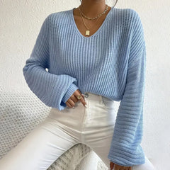 Solid Color Long Sleeve Pullover Loose Casual Women