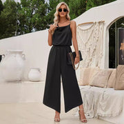 Solid Color Suspender Wide Leg Casual Jumpsuit