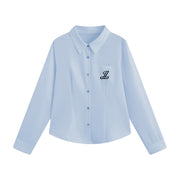 Preppy Lapel Waist-Flattering Long Sleeve Shirt