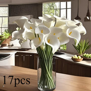 17 Piece Artificial Calla Lily Decorative Arrangement with Realistic PU Petals