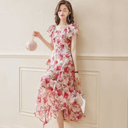 Women's Hooded Floral Chiffon Casual Dress