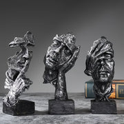 Set of three abstract thinker statues for creative room decor