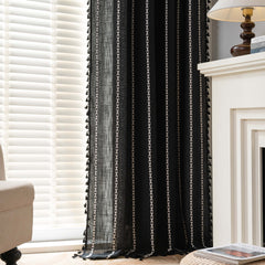 Bedroom Rod Set Pocket Black and White Jacquard Living Room Curtain
