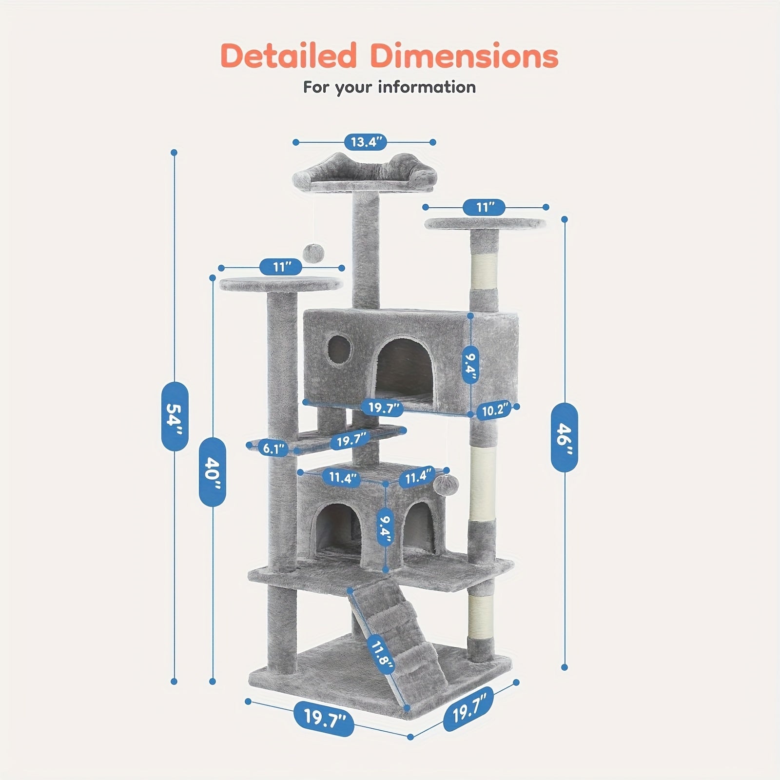 54 Inch Large Cat House & Crawler - Multi-Layer Play System With Detachable Toys & Rest Platform, Durable Pink For Multi-Cat Homes
