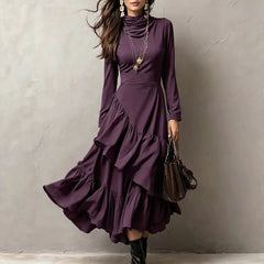 Asymmetrical Ruffled Waist-Cinching Party Dress