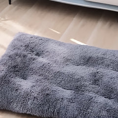 Fluffy pet nest cushion with washable plush and non-slip base
