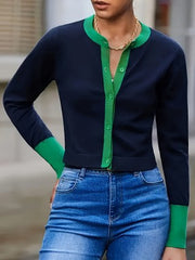 Designer Inspired Niche V Neck Top with Contrasting Colors Soft and Cozy Knitwear for Outerwear