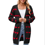 Women's Heart-shaped Jacquard Cardigan Coat Sweater