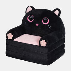 Teddy bear shaped fold-out kids sofa with soft polar fleece upholstery