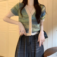 V-neck Knitted Thin Slim Fit Outer Sweater