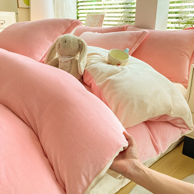 Luxury Milk Velvet Bedspread Ultra Soft Plush Duvet Cover With Zipper Closure