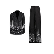 White Geometric Sequin Formal Suit Set
