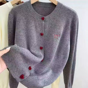 Embroidered Bow-knot Long-sleeve Knitted Cardigan for Women